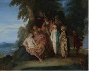 Claude Gillot A scene inspired by the Commedia Spain oil painting artist